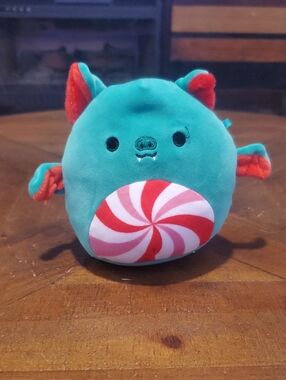 Squishmallows Teal Bat with Red & White Candy Belly